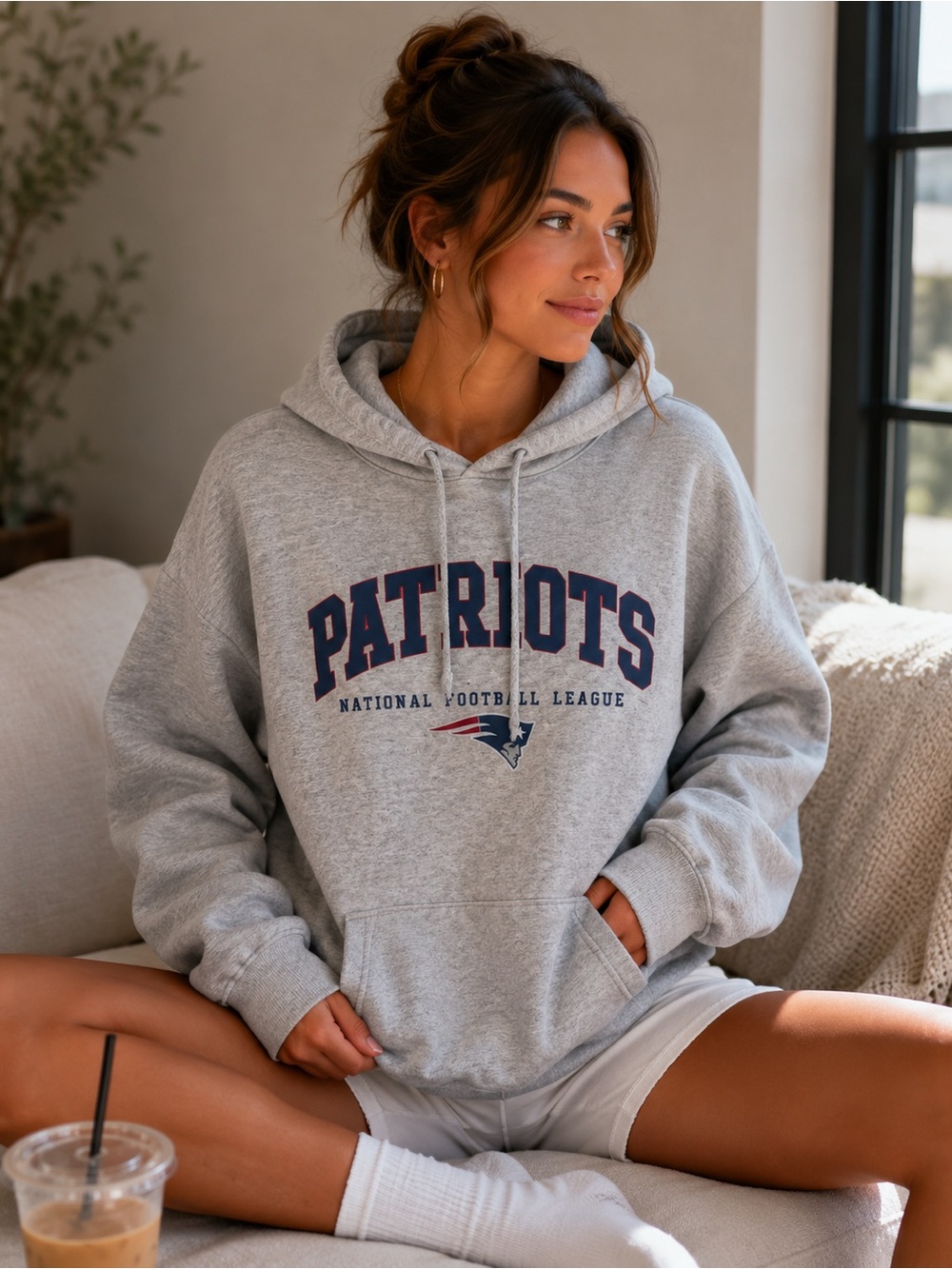 NFL Patriots Gray Crewneck Hoodie